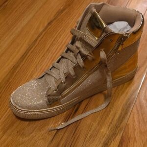 Lauren Lorraine Glittering Gold High-Top Sneakers